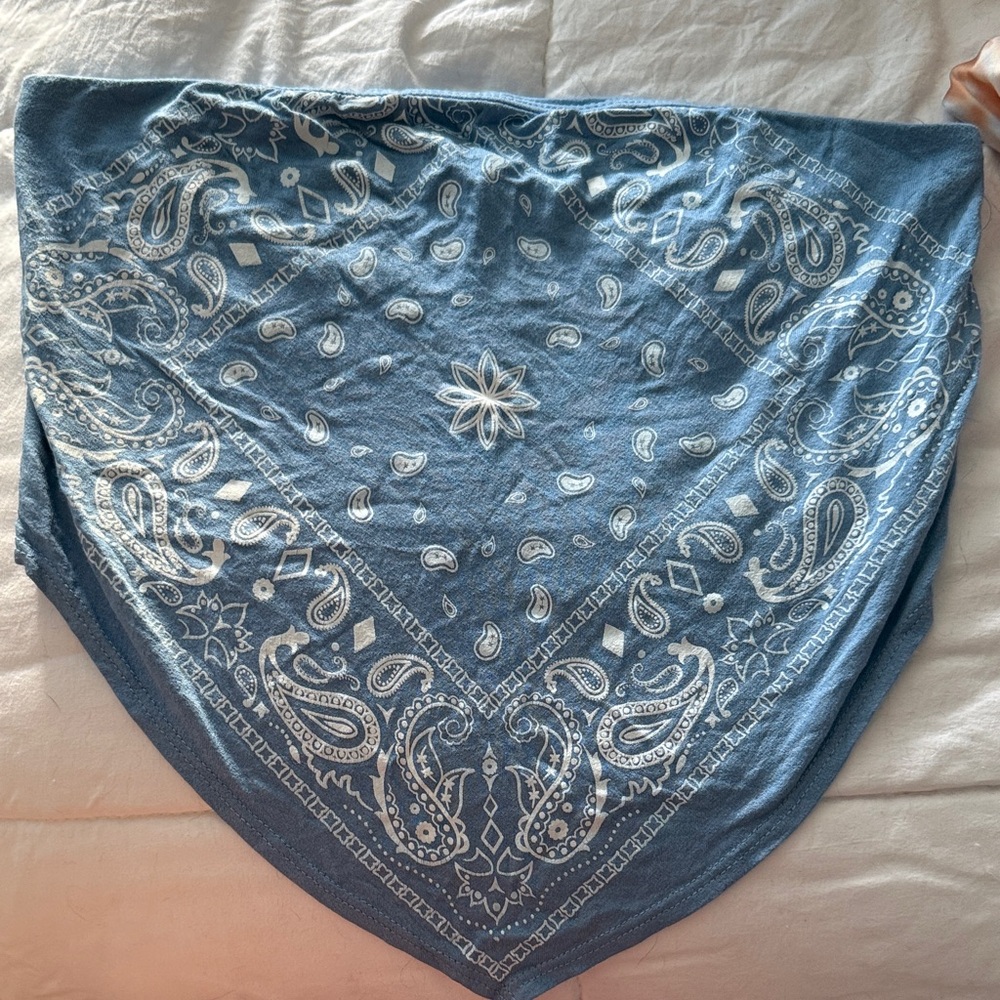 Blue Paisley Bandana Scarf Tube Top